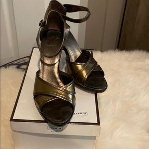 Coach  Metallic criss cross heeled sandals